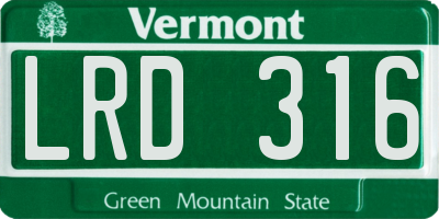 VT license plate LRD316