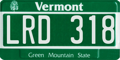 VT license plate LRD318