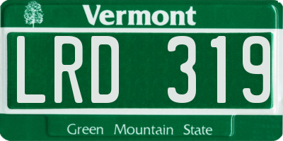 VT license plate LRD319