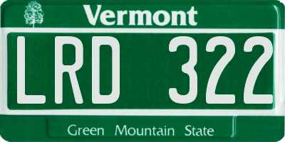 VT license plate LRD322