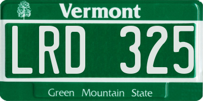 VT license plate LRD325