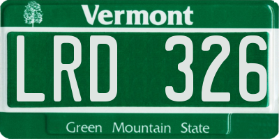 VT license plate LRD326