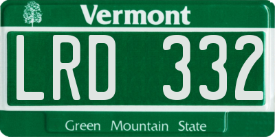 VT license plate LRD332