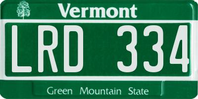 VT license plate LRD334