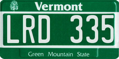 VT license plate LRD335