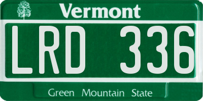 VT license plate LRD336