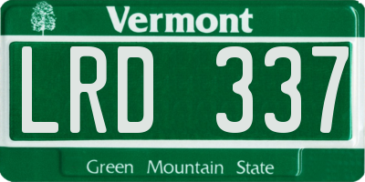 VT license plate LRD337