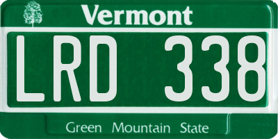 VT license plate LRD338