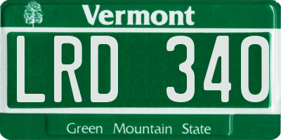VT license plate LRD340