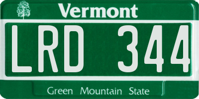 VT license plate LRD344