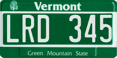 VT license plate LRD345