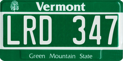 VT license plate LRD347