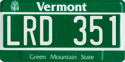 VT license plate LRD351