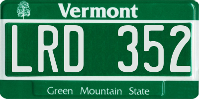 VT license plate LRD352