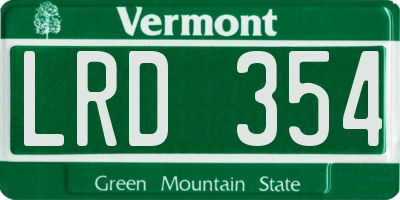 VT license plate LRD354