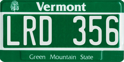 VT license plate LRD356