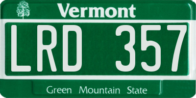 VT license plate LRD357