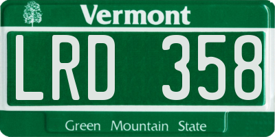 VT license plate LRD358