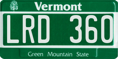 VT license plate LRD360