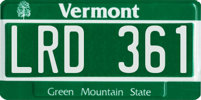 VT license plate LRD361