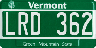 VT license plate LRD362