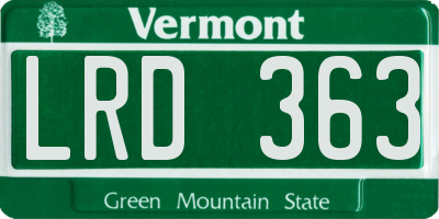 VT license plate LRD363