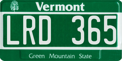 VT license plate LRD365