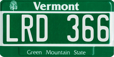 VT license plate LRD366