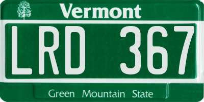 VT license plate LRD367
