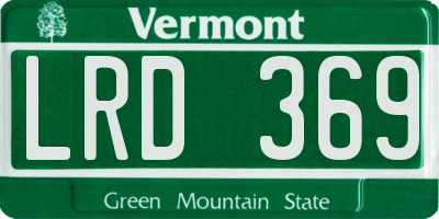 VT license plate LRD369