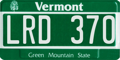 VT license plate LRD370