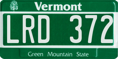 VT license plate LRD372