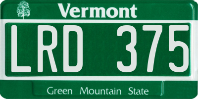 VT license plate LRD375