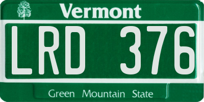 VT license plate LRD376