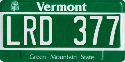VT license plate LRD377