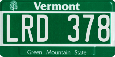 VT license plate LRD378