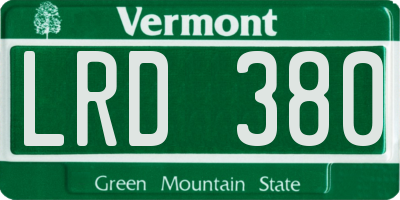VT license plate LRD380