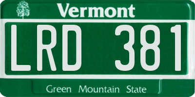 VT license plate LRD381