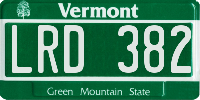 VT license plate LRD382