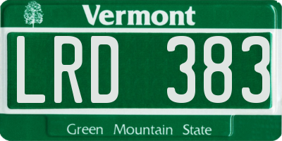 VT license plate LRD383