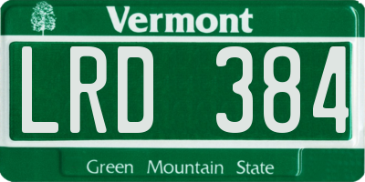 VT license plate LRD384