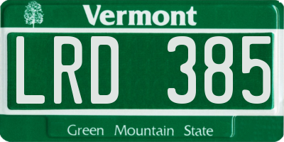 VT license plate LRD385