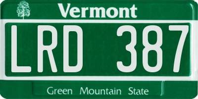 VT license plate LRD387