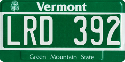 VT license plate LRD392