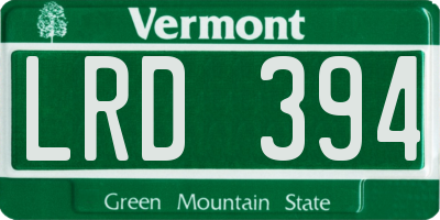 VT license plate LRD394