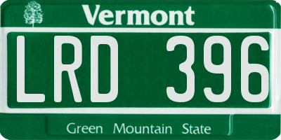 VT license plate LRD396