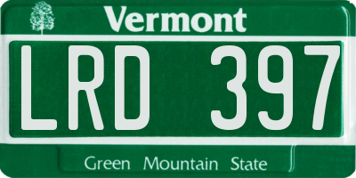 VT license plate LRD397