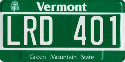 VT license plate LRD401