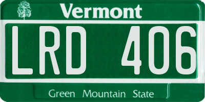 VT license plate LRD406