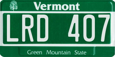 VT license plate LRD407